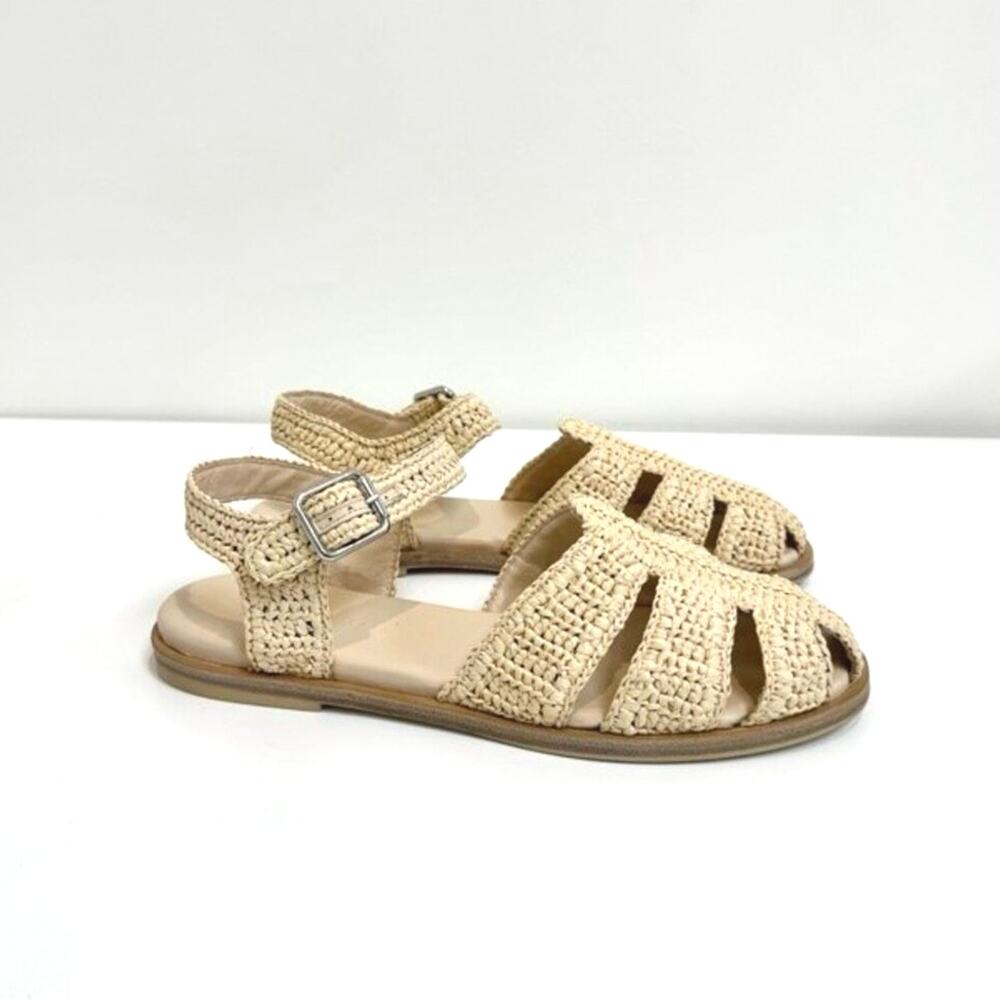 Freda Salvador Handwoven Natural Raffia Sera Fisherman Sandal 11 NEW Tan Shoe